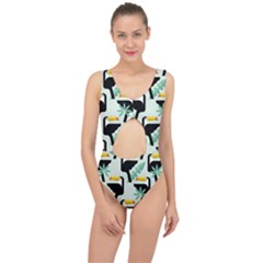 Seamless-tropical-pattern-with-birds Center Cut Out Swimsuit