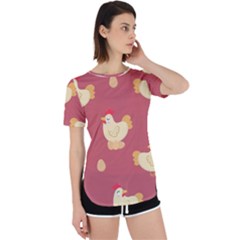 Cute-chicken-eggs-seamless-pattern Perpetual Short Sleeve T-shirt by Jancukart