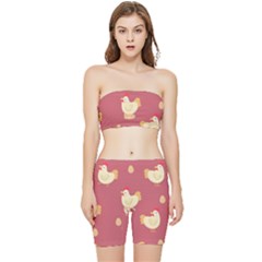 Cute-chicken-eggs-seamless-pattern Stretch Shorts And Tube Top Set