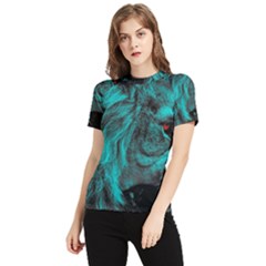 Angry Male Lion Predator Carnivore Women s Short Sleeve Rash Guard by Jancukart