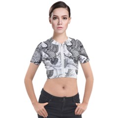 Owl-animals-wild-jungle-nature Short Sleeve Cropped Jacket by Jancukart