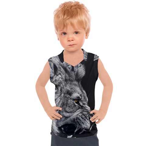 Angry Male Lion Kids  Sport Tank Top by Jancukart