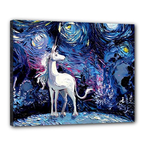 Unicorn Starry Night Canvas 20  X 16  (stretched)