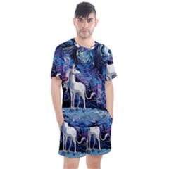 Unicorn Starry Night Men s Mesh Tee And Shorts Set