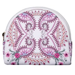 Pink Flower Cartoon Horseshoe Style Canvas Pouch