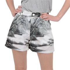 Ink-wash-painting-mountain-rolling-mountains Ripstop Shorts by Jancukart