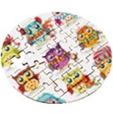 Cartoon-cute-owl-vector Wooden Puzzle Round View3