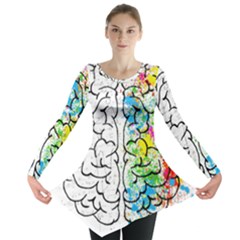 Brain-mind-psychology-idea-drawing Long Sleeve Tunic  by Jancukart