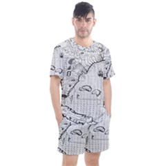 Florida-map-antique-line-art Men s Mesh Tee And Shorts Set