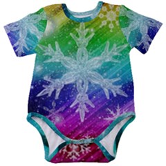 Christmas-snowflake-background Baby Short Sleeve Onesie Bodysuit by Jancukart