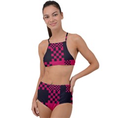 Cube-square-block-shape-creative High Waist Tankini Set