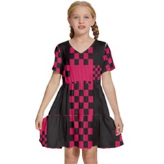 Cube-square-block-shape-creative Kids  Short Sleeve Tiered Mini Dress