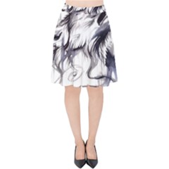 Tattoo-ink-flash-drawing-wolf Velvet High Waist Skirt by Jancukart