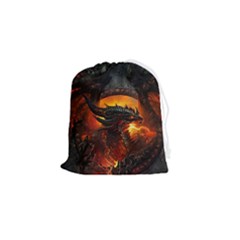 Dragon Fire Fantasy Art Drawstring Pouch (small) by Jancukart