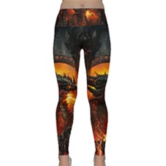 Dragon Fire Fantasy Art Lightweight Velour Classic Yoga Leggings by Jancukart