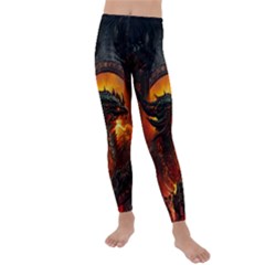 Dragon Fire Fantasy Art Kids  Lightweight Velour Leggings