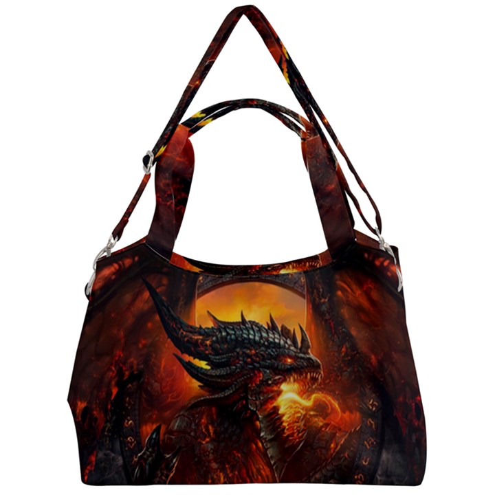 Dragon Fire Fantasy Art Double Compartment Shoulder Bag