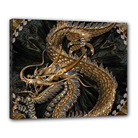 Fantasy Dragon Pentagram Canvas 20  X 16  (stretched) by Jancukart