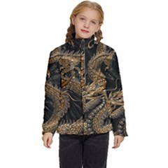 Fantasy Dragon Pentagram Kids  Puffer Bubble Jacket Coat