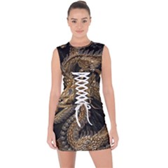 Fantasy Dragon Pentagram Lace Up Front Bodycon Dress by Jancukart