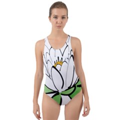 Lotus-flower-water-lily Cut-out Back One Piece Swimsuit by Jancukart
