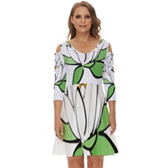 Lotus-flower-water-lily Shoulder Cut Out Zip Up Dress