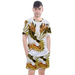 Phoenix-bird-fire-bright-red-swing Men s Mesh Tee And Shorts Set