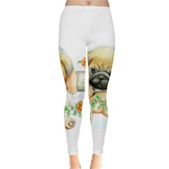 Pug-watercolor-cute-animal-dog Leggings  by Jancukart