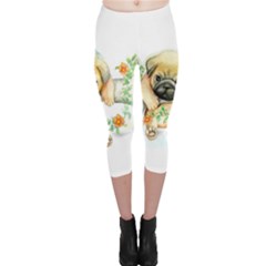 Pug-watercolor-cute-animal-dog Capri Leggings  by Jancukart