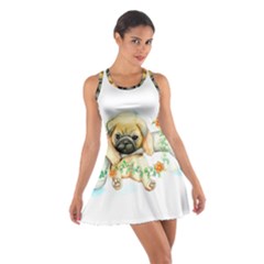 Pug-watercolor-cute-animal-dog Cotton Racerback Dress by Jancukart