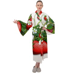 Strawberries-fruits-fruit-red Maxi Velour Kimono