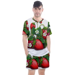 Strawberries-fruits-fruit-red Men s Mesh Tee And Shorts Set