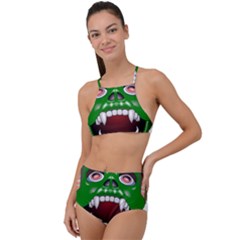 Monster-mask-alien-horror-devil High Waist Tankini Set by Jancukart