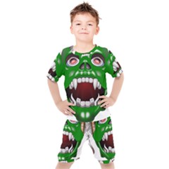 Monster-mask-alien-horror-devil Kids  Tee And Shorts Set