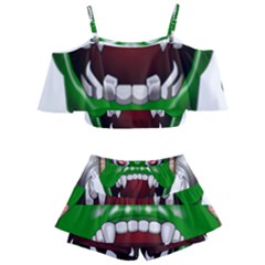 Monster-mask-alien-horror-devil Kids  Off Shoulder Skirt Bikini