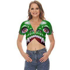 Monster-mask-alien-horror-devil Twist Front Crop Top by Jancukart