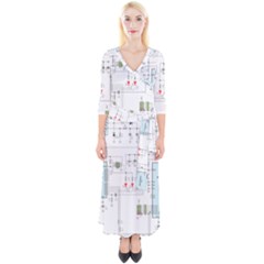 Circuits-electronics-atmel Quarter Sleeve Wrap Maxi Dress by Jancukart