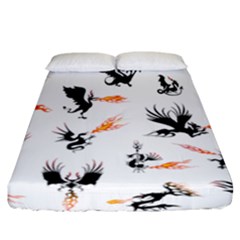 Dragon-phoenix-fire-bird-ancient Fitted Sheet (california King Size) by Jancukart