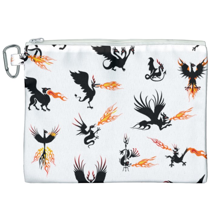 Dragon-phoenix-fire-bird-ancient Canvas Cosmetic Bag (XXL)