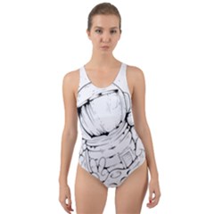Astronaut-moon-space-astronomy Cut-Out Back One Piece Swimsuit