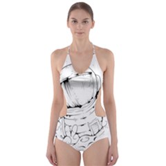 Astronaut-moon-space-astronomy Cut-Out One Piece Swimsuit