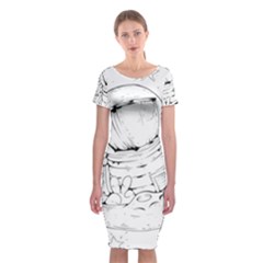 Astronaut-moon-space-astronomy Classic Short Sleeve Midi Dress