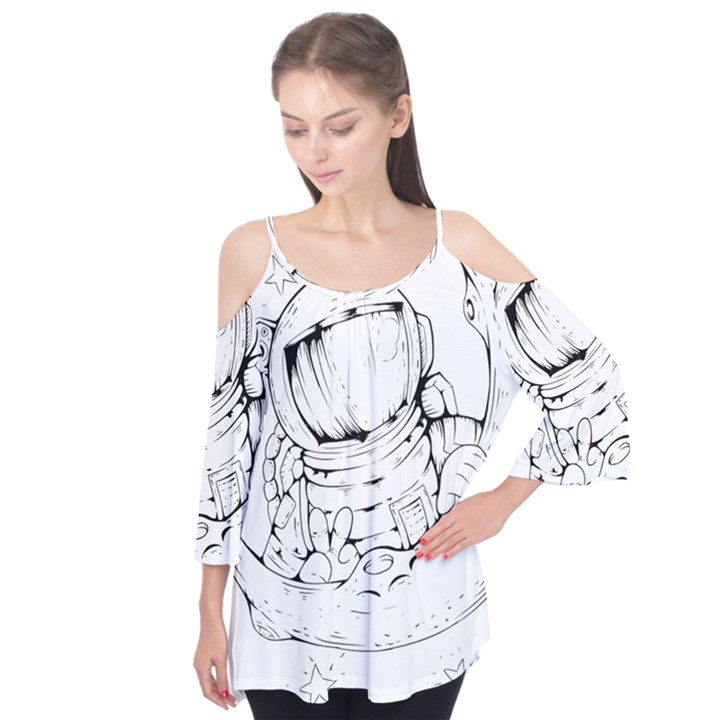 Astronaut-moon-space-astronomy Flutter Sleeve Tee 