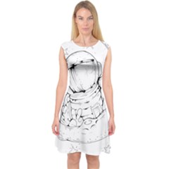 Astronaut-moon-space-astronomy Capsleeve Midi Dress