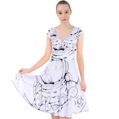 Astronaut-moon-space-astronomy Cap Sleeve Front Wrap Midi Dress