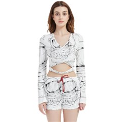 Astronaut-moon-space-astronomy Velvet Wrap Crop Top and Shorts Set