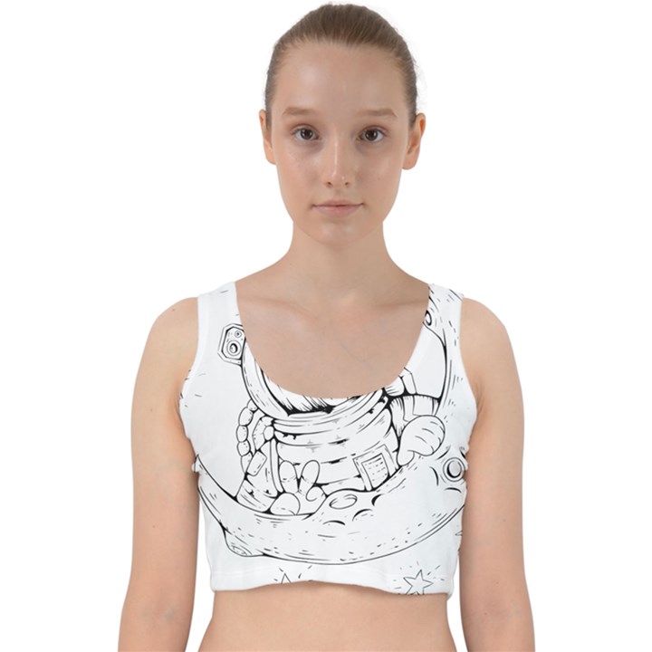 Astronaut-moon-space-astronomy Velvet Racer Back Crop Top