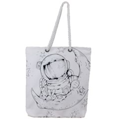 Astronaut-moon-space-astronomy Full Print Rope Handle Tote (large) by Jancukart