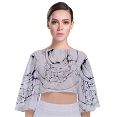 Astronaut-moon-space-astronomy Tie Back Butterfly Sleeve Chiffon Top