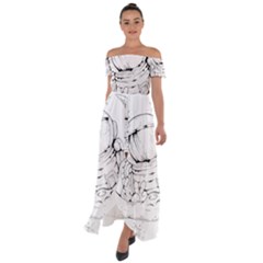 Astronaut-moon-space-astronomy Off Shoulder Open Front Chiffon Dress